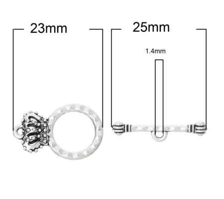 1x Slotje Antiek Zilver Kroon
