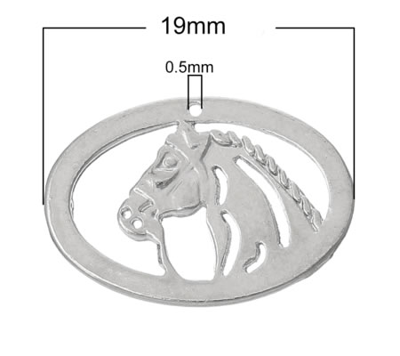 1x Bedeltje Paard Donker Zilver