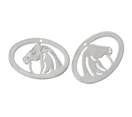 1x Bedeltje Paard Donker Zilver