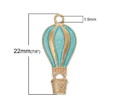 1x Bedeltje Licht Goudkleurig / Turquoise