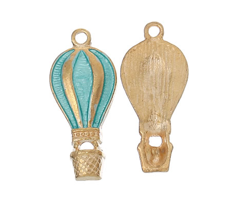 1x Bedeltje Licht Goudkleurig / Turquoise