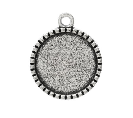 1x Cabochon Hanger Donker Zilver 18 mm