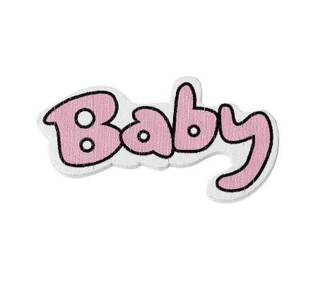1x Houten Cabochon Baby Roze