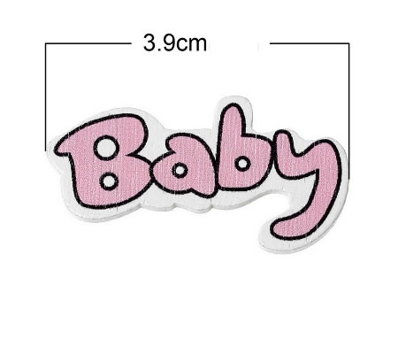1x Houten Cabochon Baby Roze