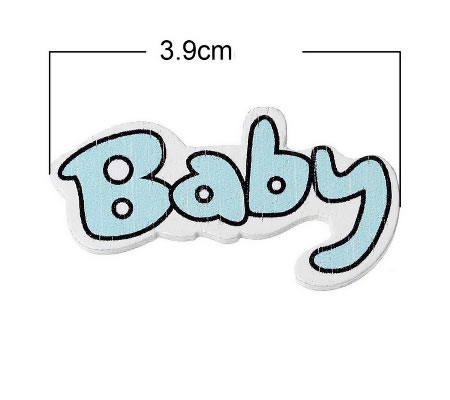1x Houten Cabochon Baby Blauw