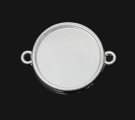 1x Cabochon Connector Licht Zilver