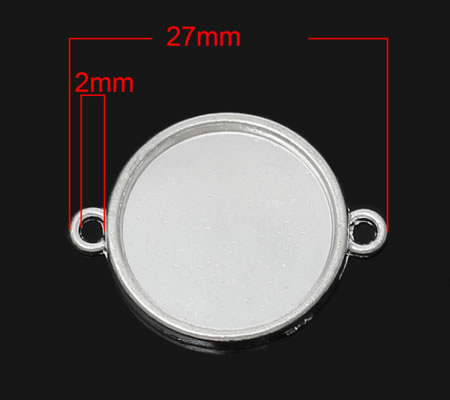 1x Cabochon Connector Licht Zilver