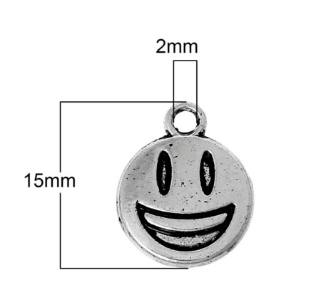 1x Bedeltje Emoticon Donker Zilver LOL