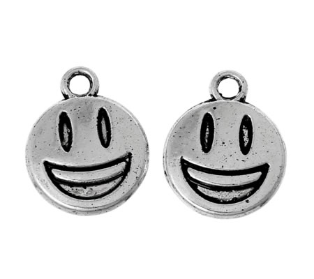 1x Bedeltje Emoticon Donker Zilver LOL