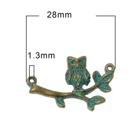1x Ornament / Connector Brons Uil