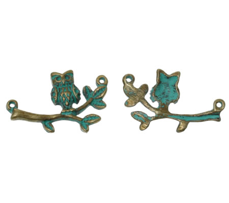1x Ornament / Connector Brons Uil