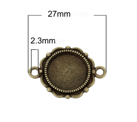 1x Cabochon Connector Brons 14 mm