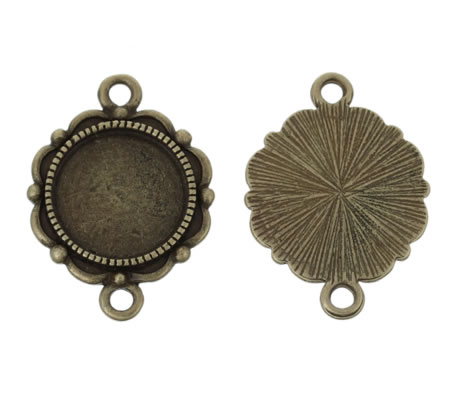 1x Cabochon Connector Brons 14 mm