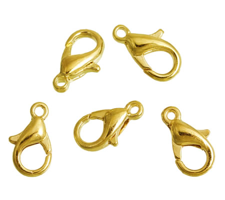 25x lobsterslotje goudkleurig 7 x 14 mm