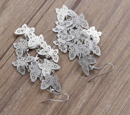 1 Paar oorbellen - Donker Zilver - Vlindertjes