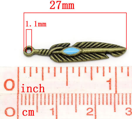 1x Bedel Veertje Brons/Turquoise