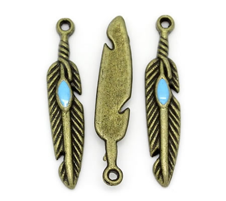 1x Bedel Veertje Brons/Turquoise