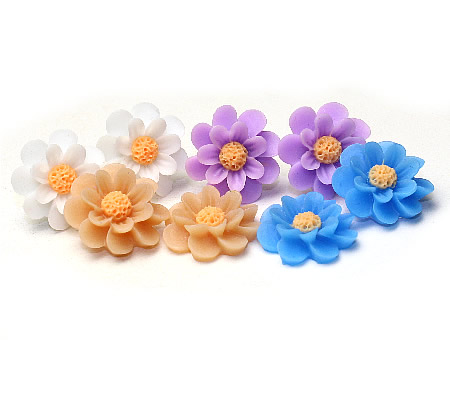 1x oorbel stekertjes Bloem Blauw