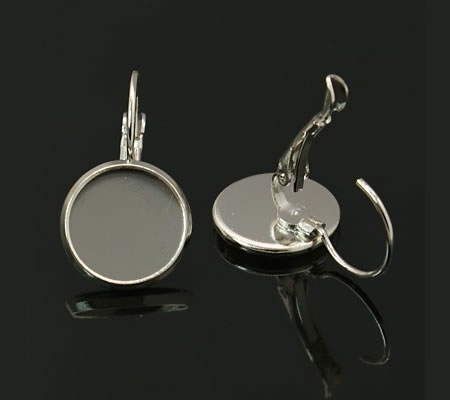 1 Paar Cabochon haakjes Donker Zilver
