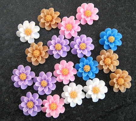 1x Bloem Cabochon 2-kleurig / Lila
