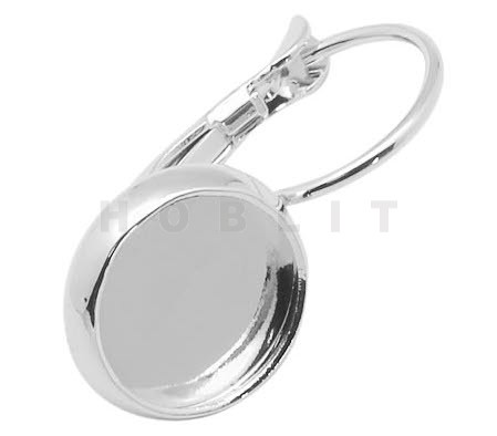 Cabochon Oorbelhaakjes Lichtzilver 12 mm