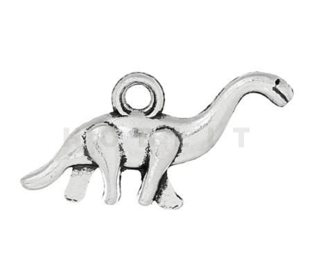1x Bedeltje Dinosaurus Donker Zilver