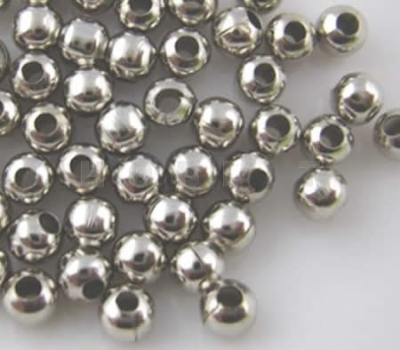 200x Metalen gladde kraal donker zilver