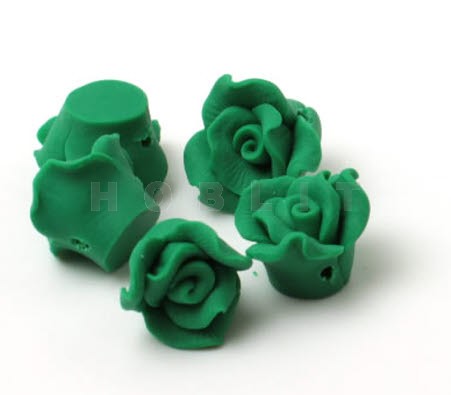 Fimo roosjes donker groen