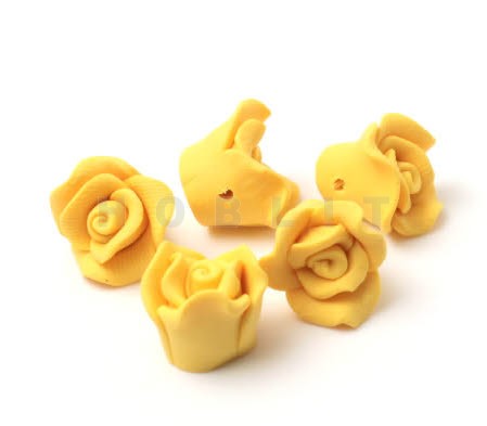1x Fimo roos Oker Geel Roosjes zijn handgemaakt