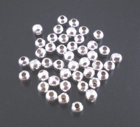 100x Metalen gladde kraal lichtzilver
