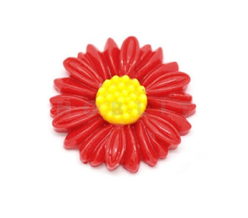 Cabochon Zonnebloem Rood/Geel