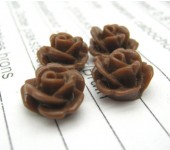 1x Cabochon Roosje Donker Bruin