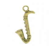 1x Saxofoon Bedeltje Brons