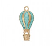 1x Bedeltje Licht Goudkleurig / Turquoise