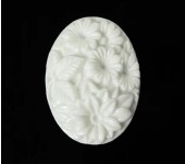 1x Cabochon Kunsthars Wit Ovaal
