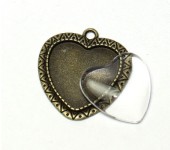 1x cabochonbedel Brons incl, glascabochon