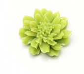 1x Cabochon Bloem Geel/Groen