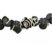 1x Fimo Kraal Roosje zwart/wit 10 mm