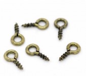 10 stuks schroefjes met oog brons