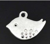 1x Bedeltje vogeltje / Licht zilver