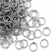 200 stuks Open ring 6 mm Donker Zilver