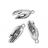 1x Bedeltje Hand Donker Zilver
