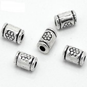 25x Kleine Cilinder kralen Donker Zilver