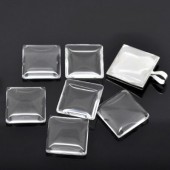 1x Glazen cabochon 20 mm vierkant