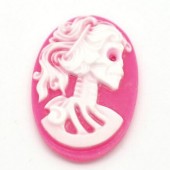 Camee Lady skull Fuchsia/wit