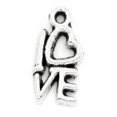 1x Klein "Love" Antiek/donker zilver bedeltje