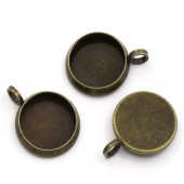 1x Cabochon bedeltje Brons