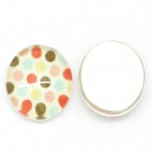 Glazen Cabochon Polkadot Wit/Groen/Rood