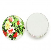 Glazen cabochon bloemprint 16 mm
