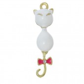 1x Bedeltje Kat Emaille Goud